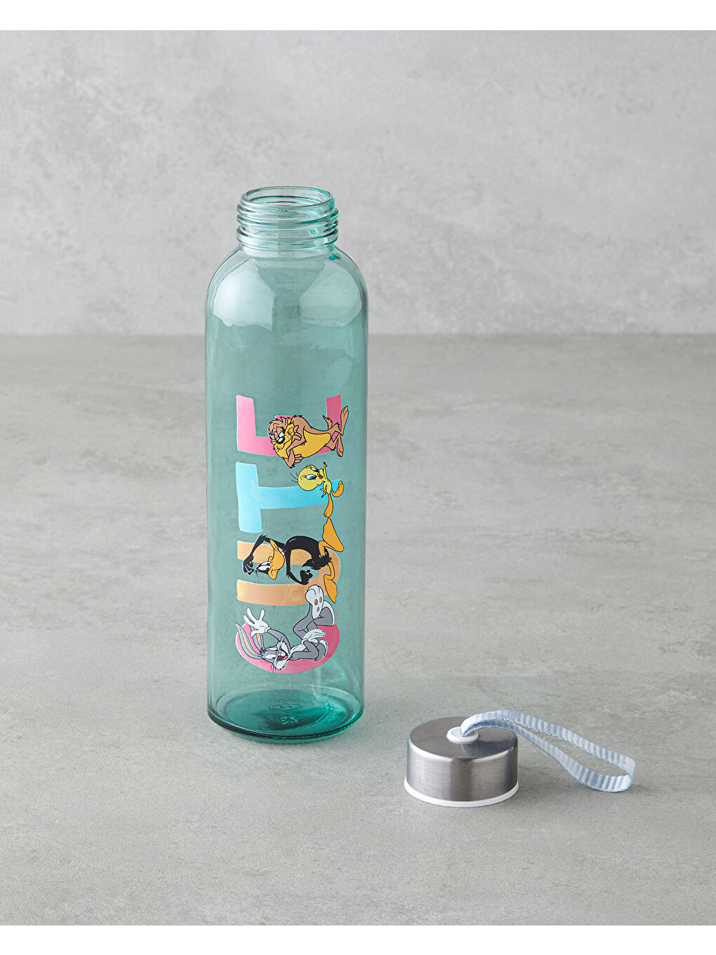 Beyaz Looney Tunes Cam Lisanslı Şişe 500 ml Renkli-1