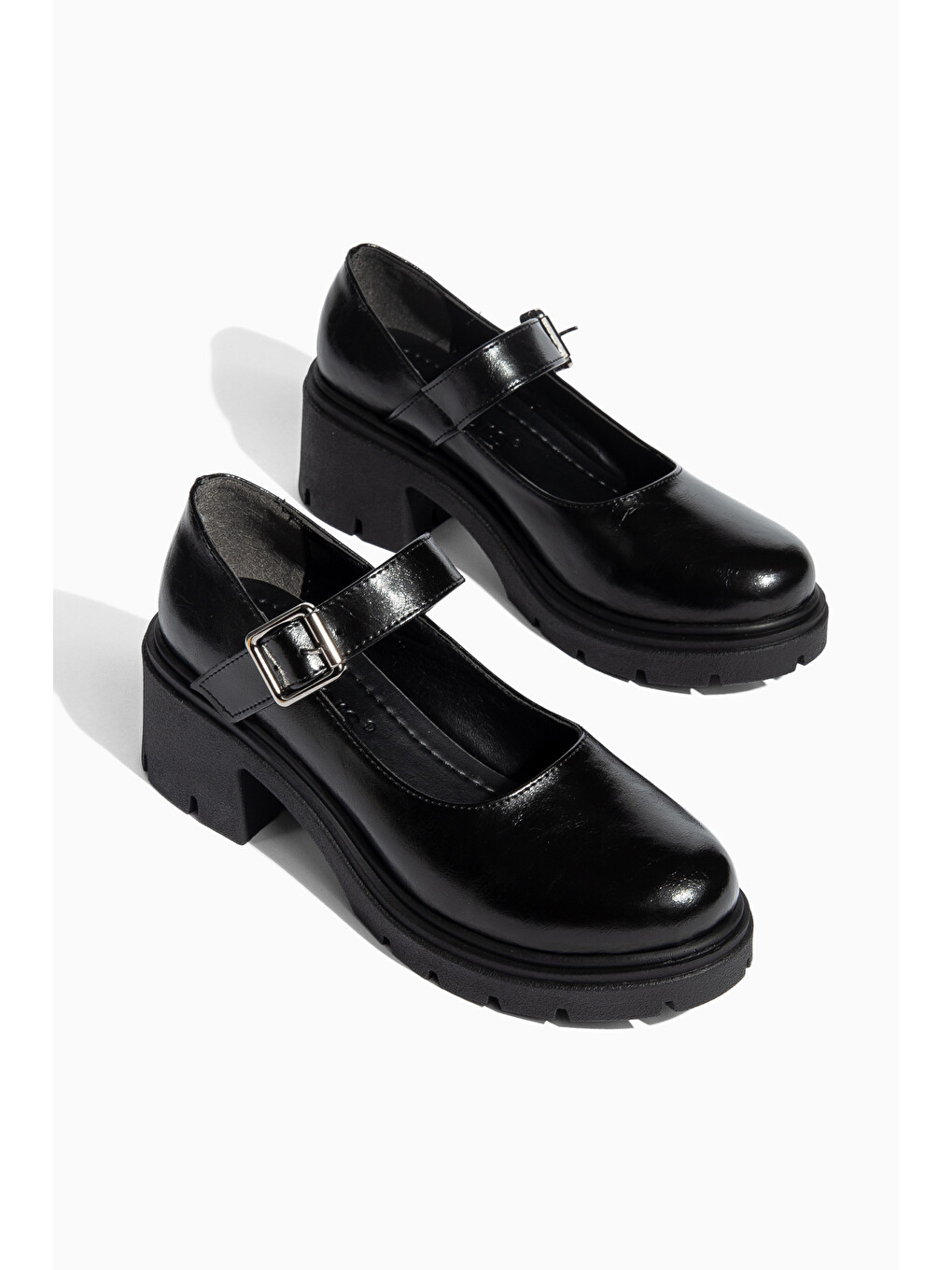 Siyah D0706 Günlük Klasik Topuklu Loafer Kadın Ayakkabı-3