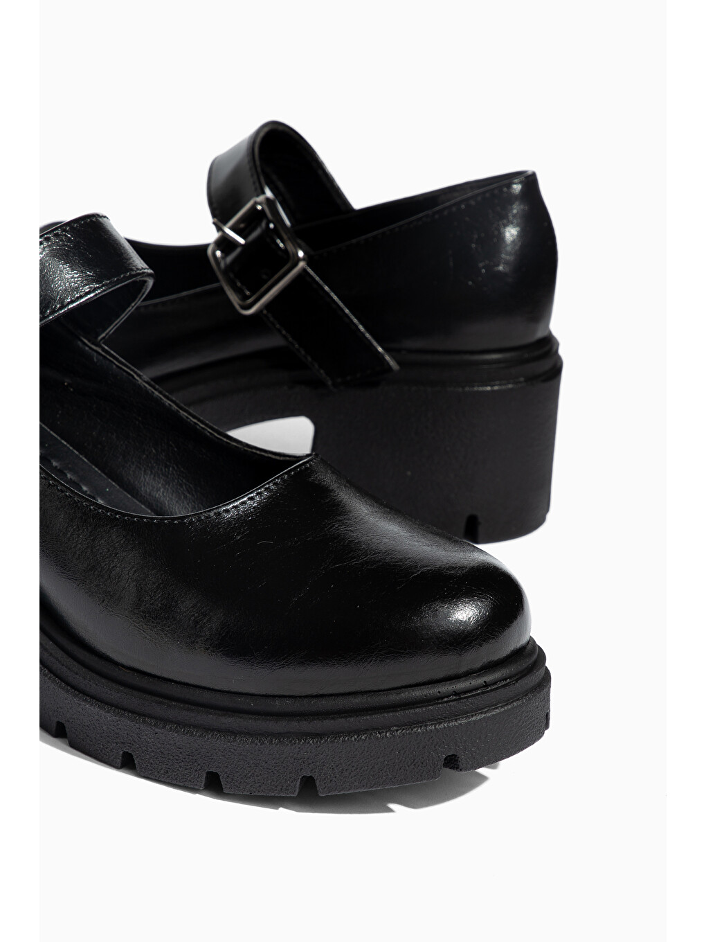 Siyah D0706 Günlük Klasik Topuklu Loafer Kadın Ayakkabı-4