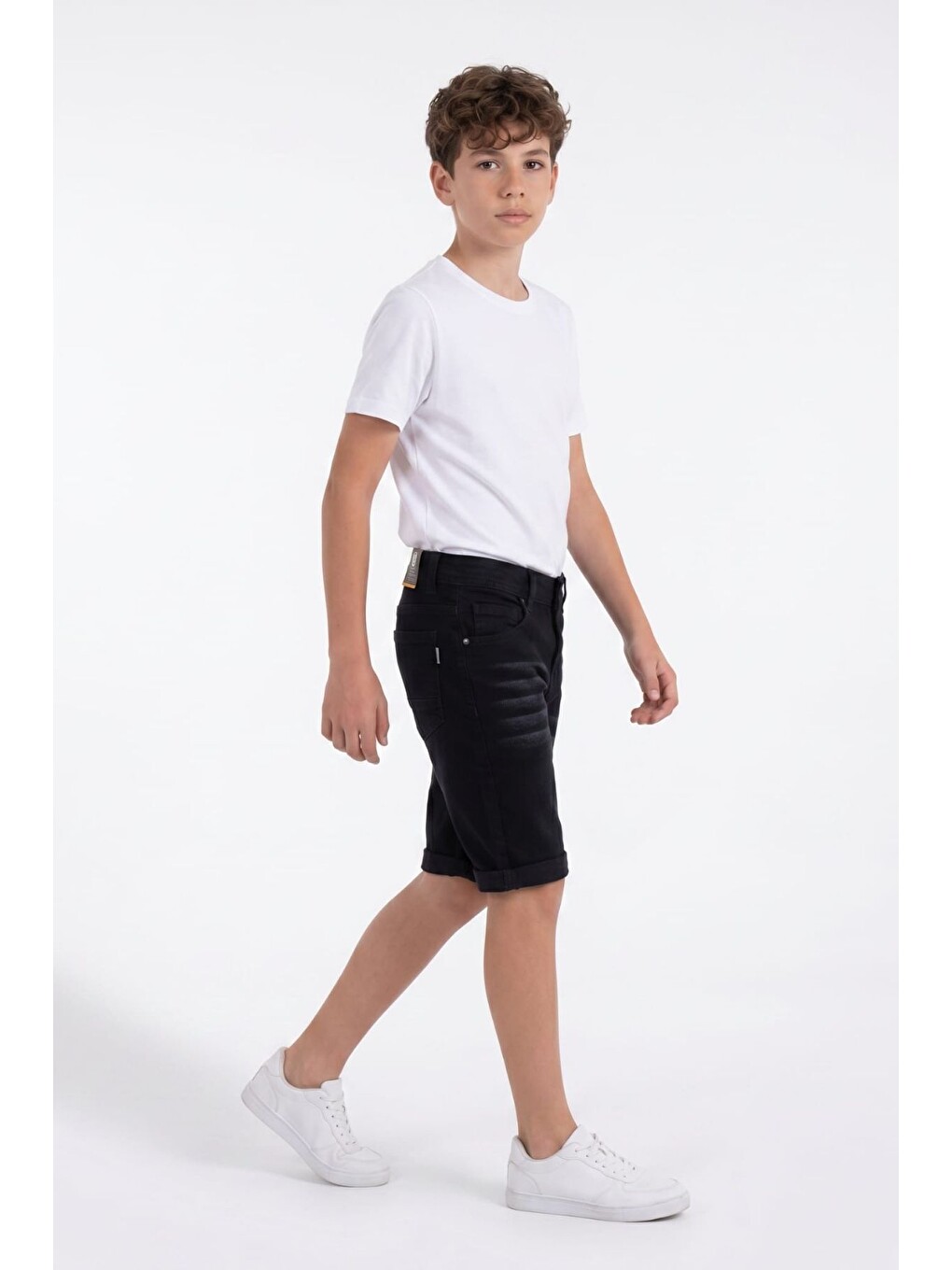 Siyah Erkek Çocuk Elastanlı Jean Şort Pnt6011-2