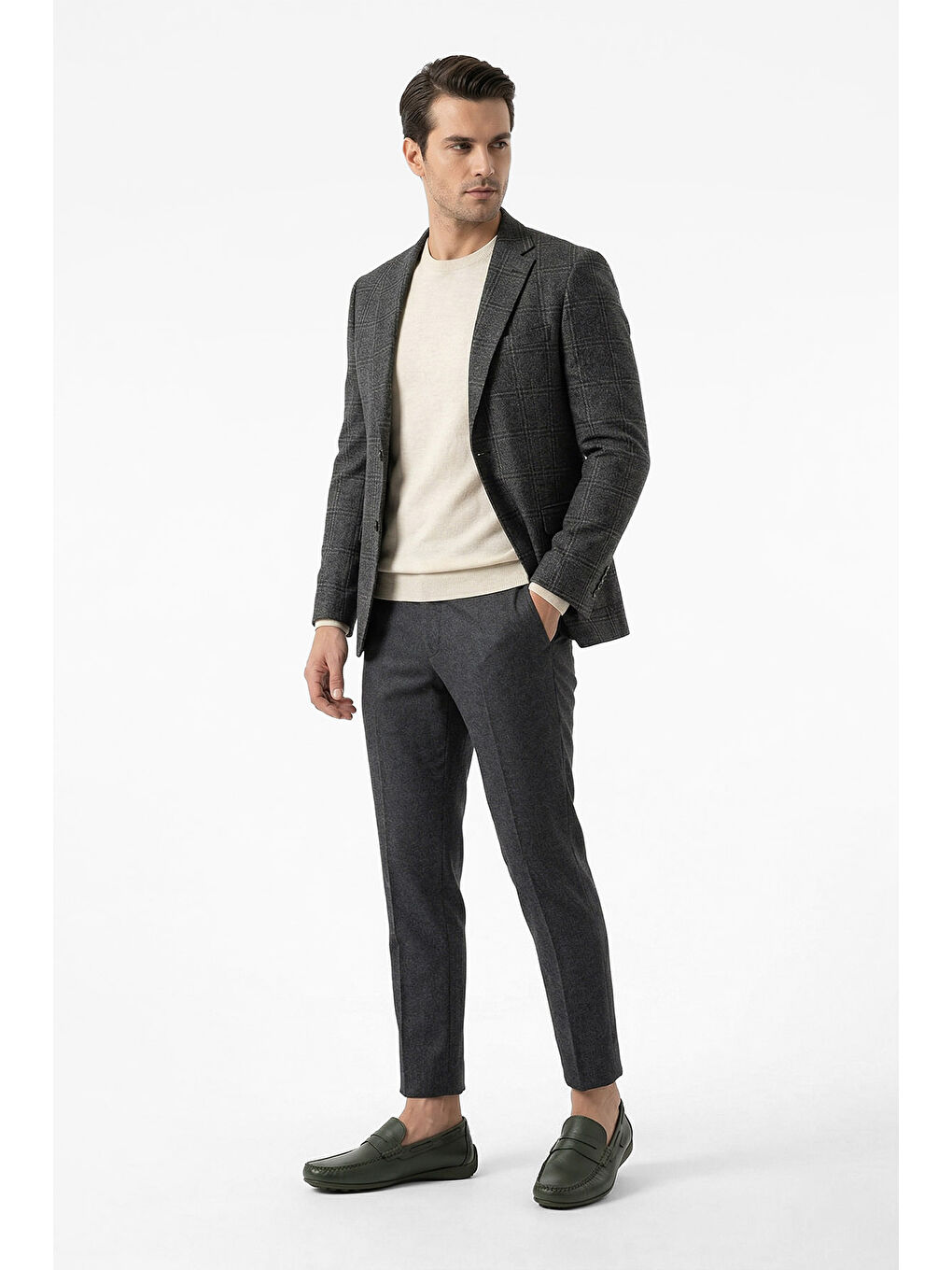 Erkek HAKİ-YEŞİL Rok Hakiki Deri Loafer Ayakkabı-2