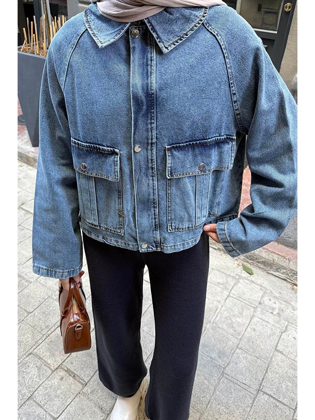 Çıtçıtlı Denim Ceket Jean Mavisi-2