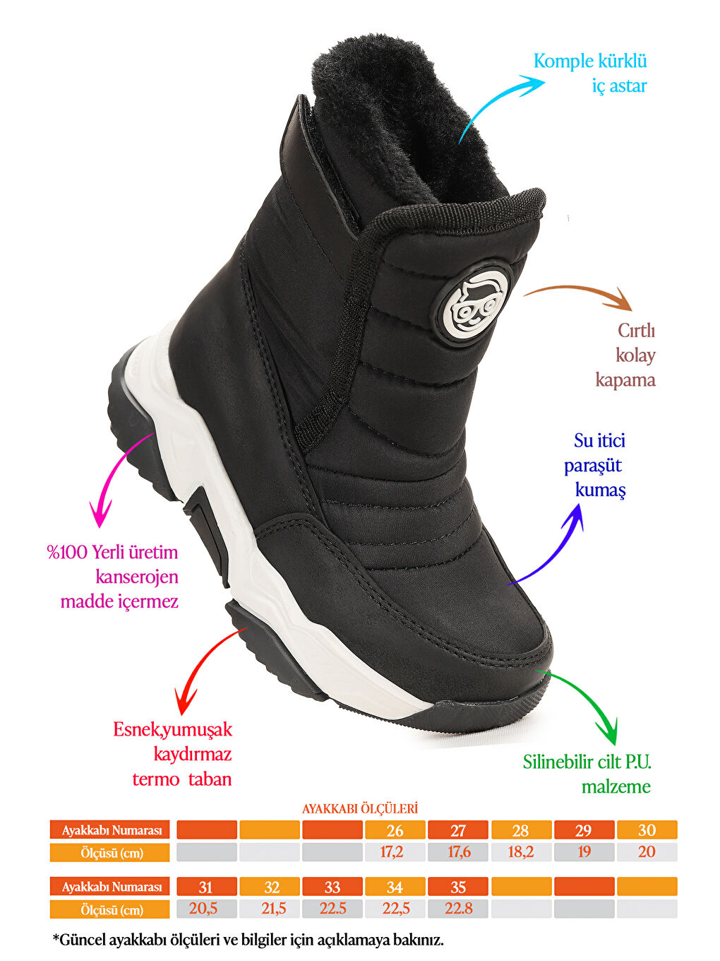 Siyah Monny Cırtlı Kız Çocuk Kar Botu-1