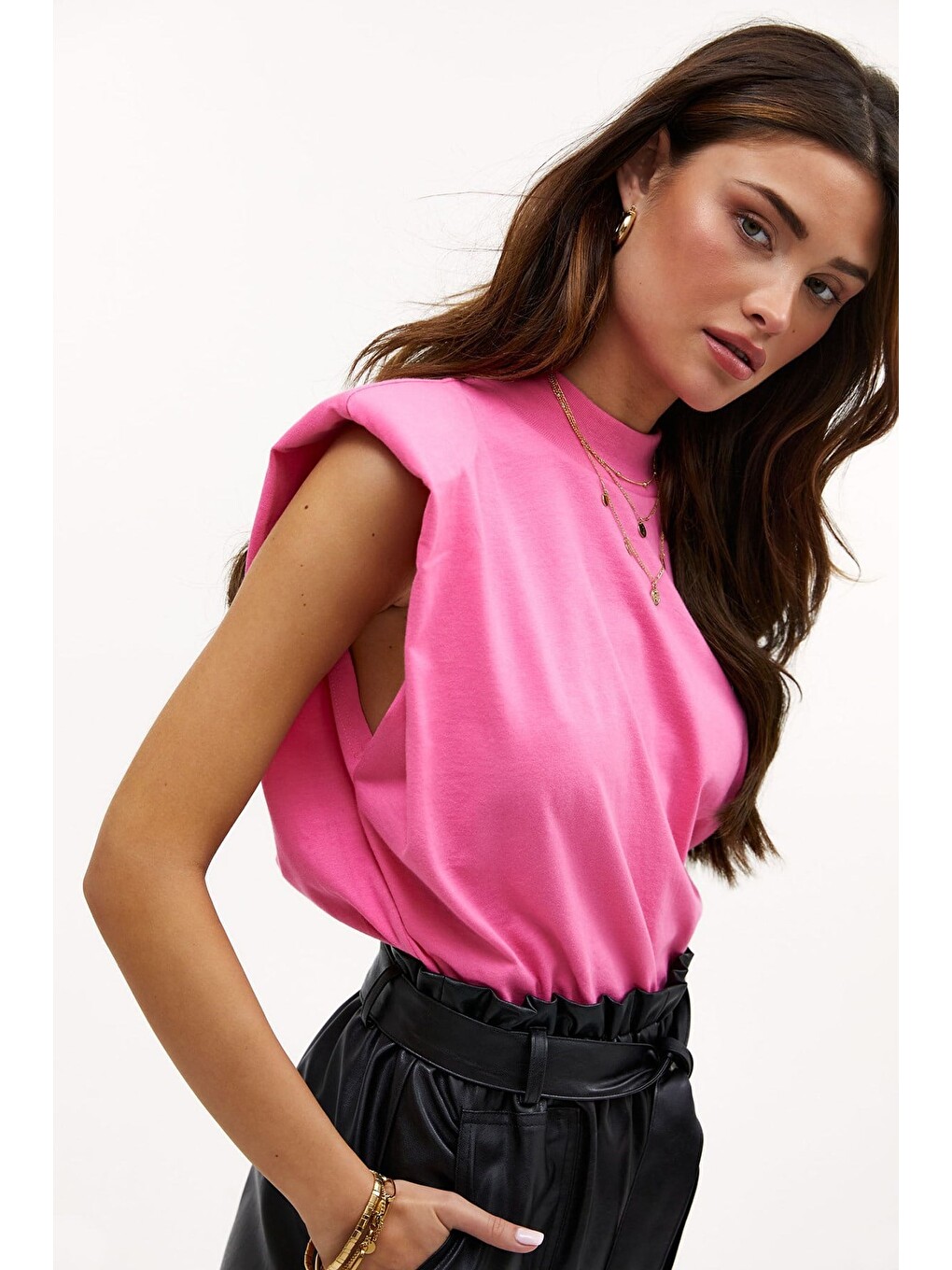 Pembe Vatkalı Tişört Mg900-1