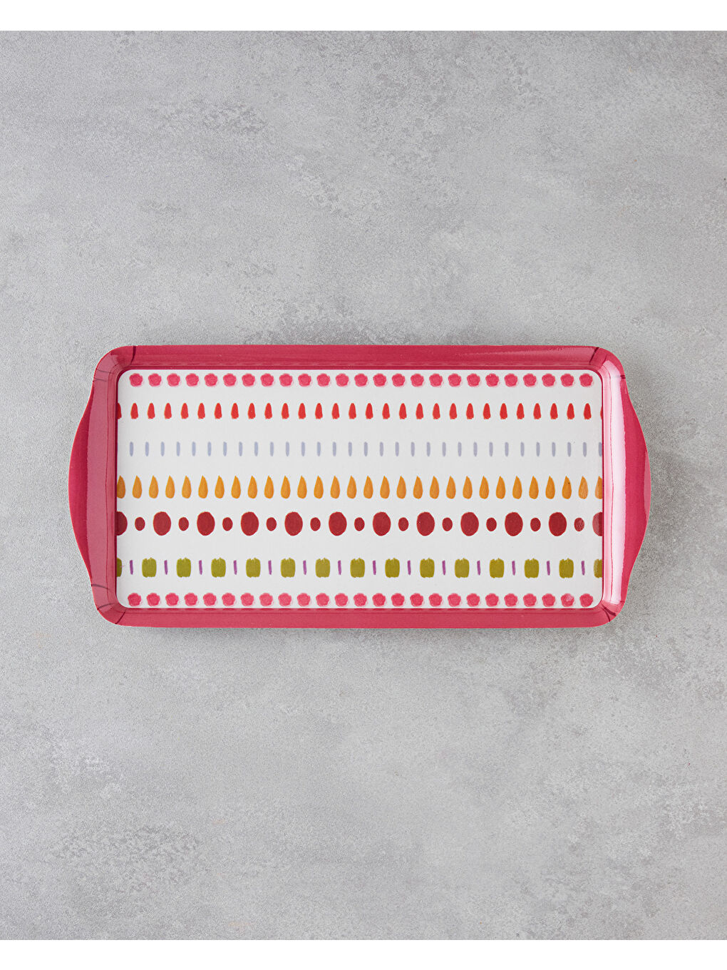 Beyaz Confetti Melamin Tepsi 37x18 cm Renkli