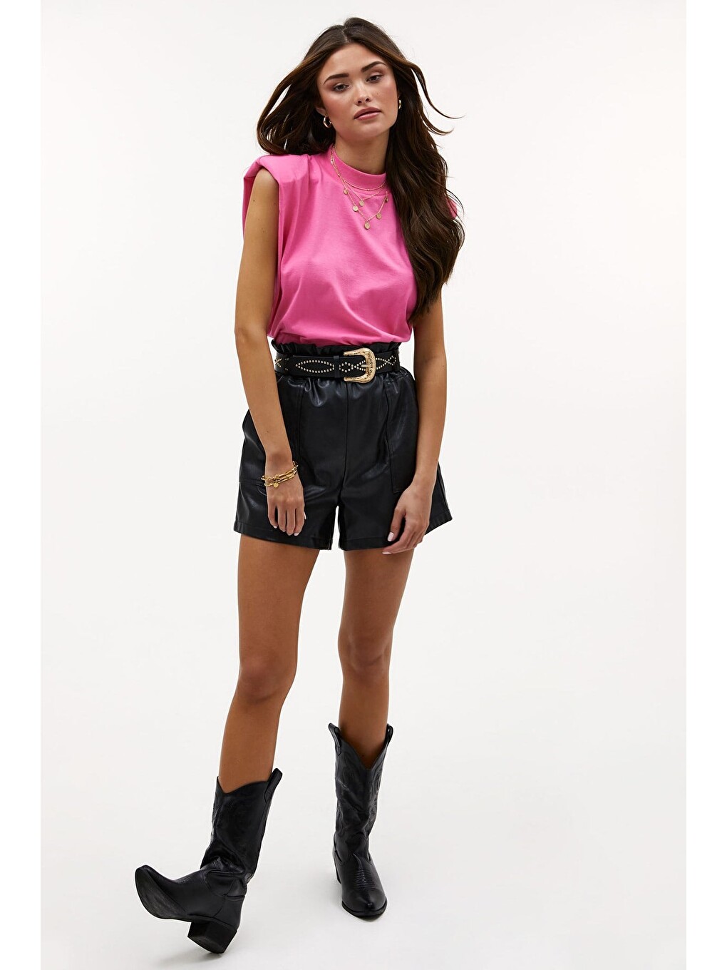 Pembe Vatkalı Tişört Mg900-2