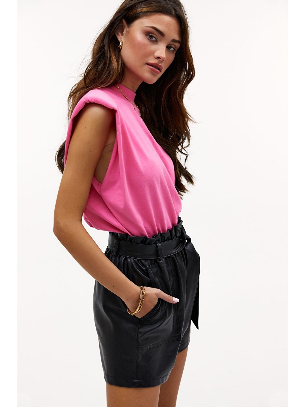 Pembe Vatkalı Tişört Mg900-4