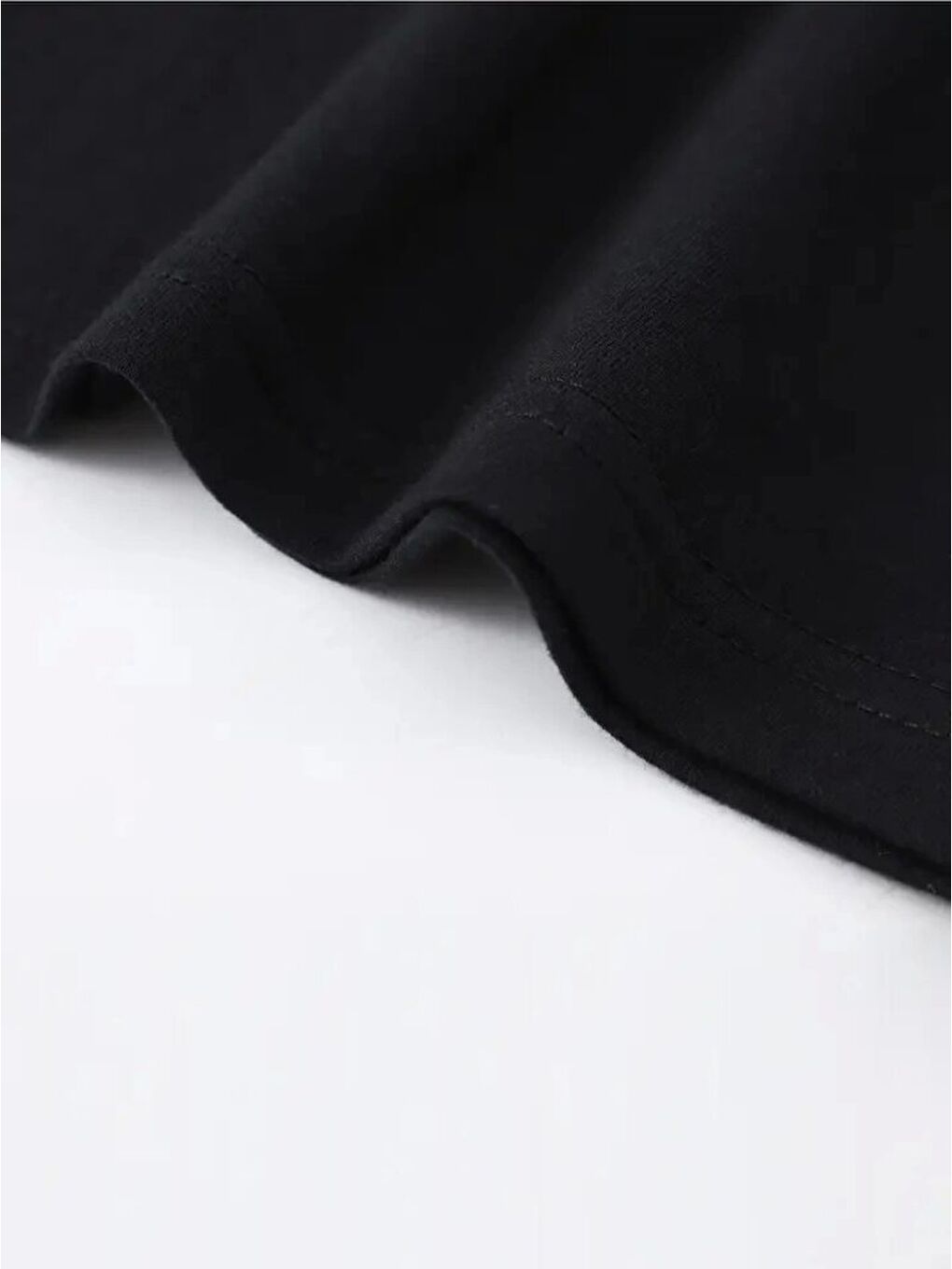 Baskılı Oversize Bisiklet Yaka T-shirt - Siyah-2