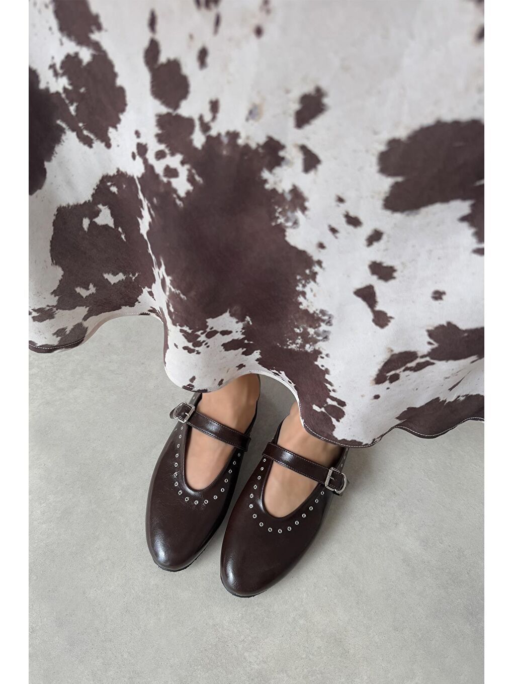 Kahverengi Abner  Kadın Drop Detay Kırışık Deri Babet Kahve