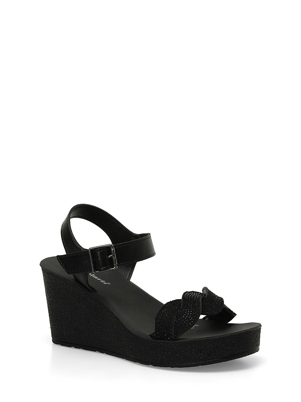 323169.Z 4FX Siyah Kadın Dolgu Topuk Sandalet-1