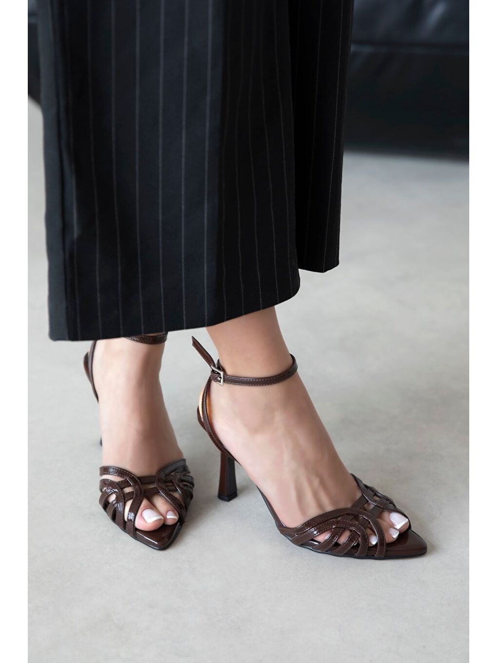 Kahverengi Cielo Kadın Topuklu Rugan Ayakkabı Kahve