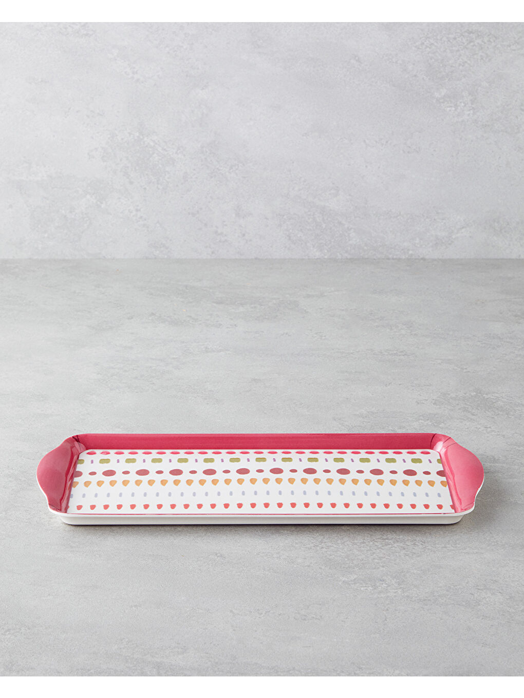 Beyaz Confetti Melamin Tepsi 37x18 cm Renkli-1