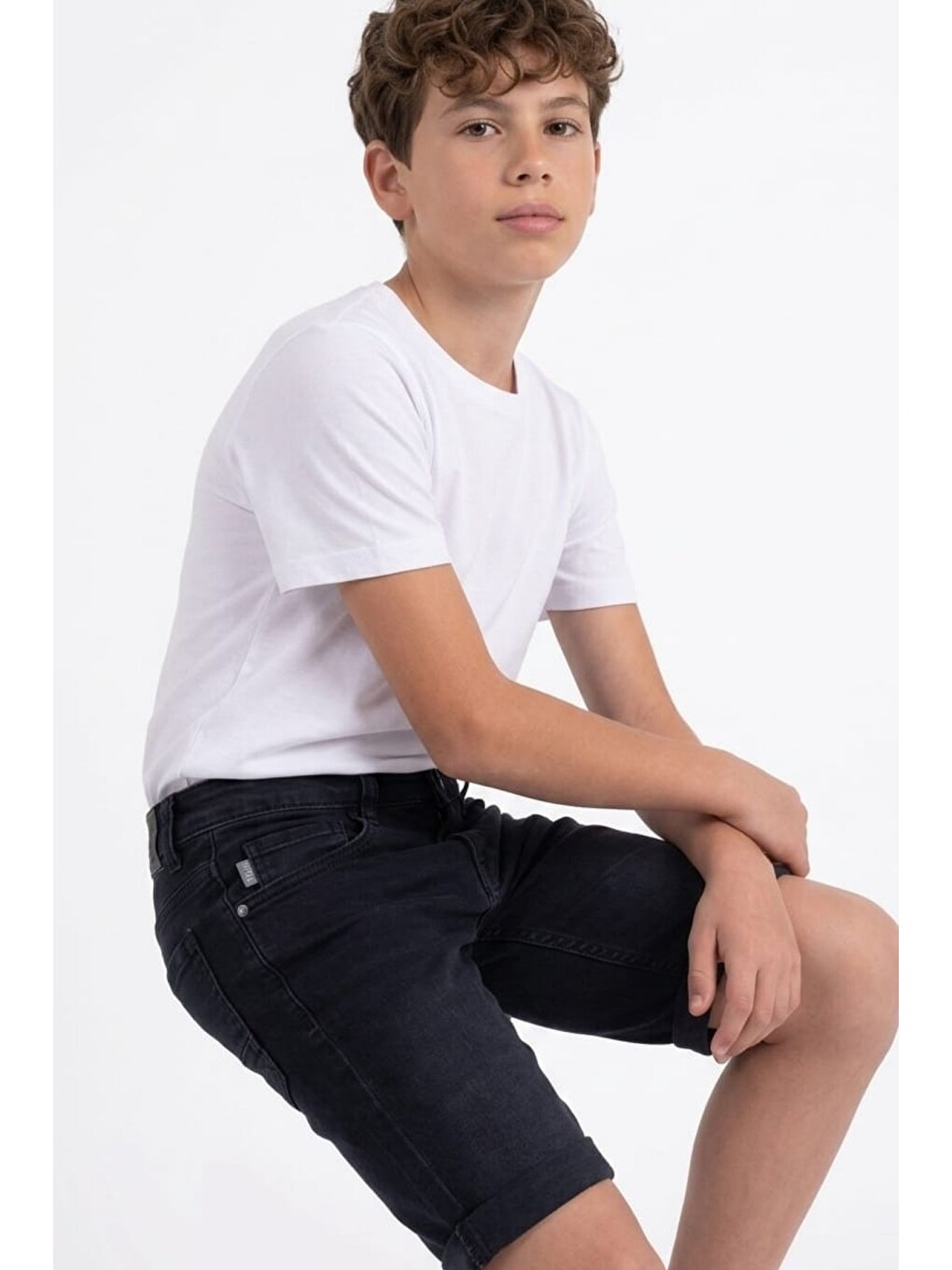 Siyah Erkek Çocuk Elastanlı Jean Şort Pnt6011-3