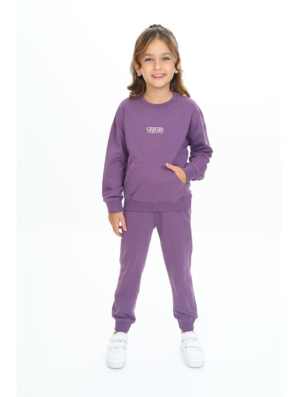 Mor Kız Çocuk Nakışlı Eşofman Takım