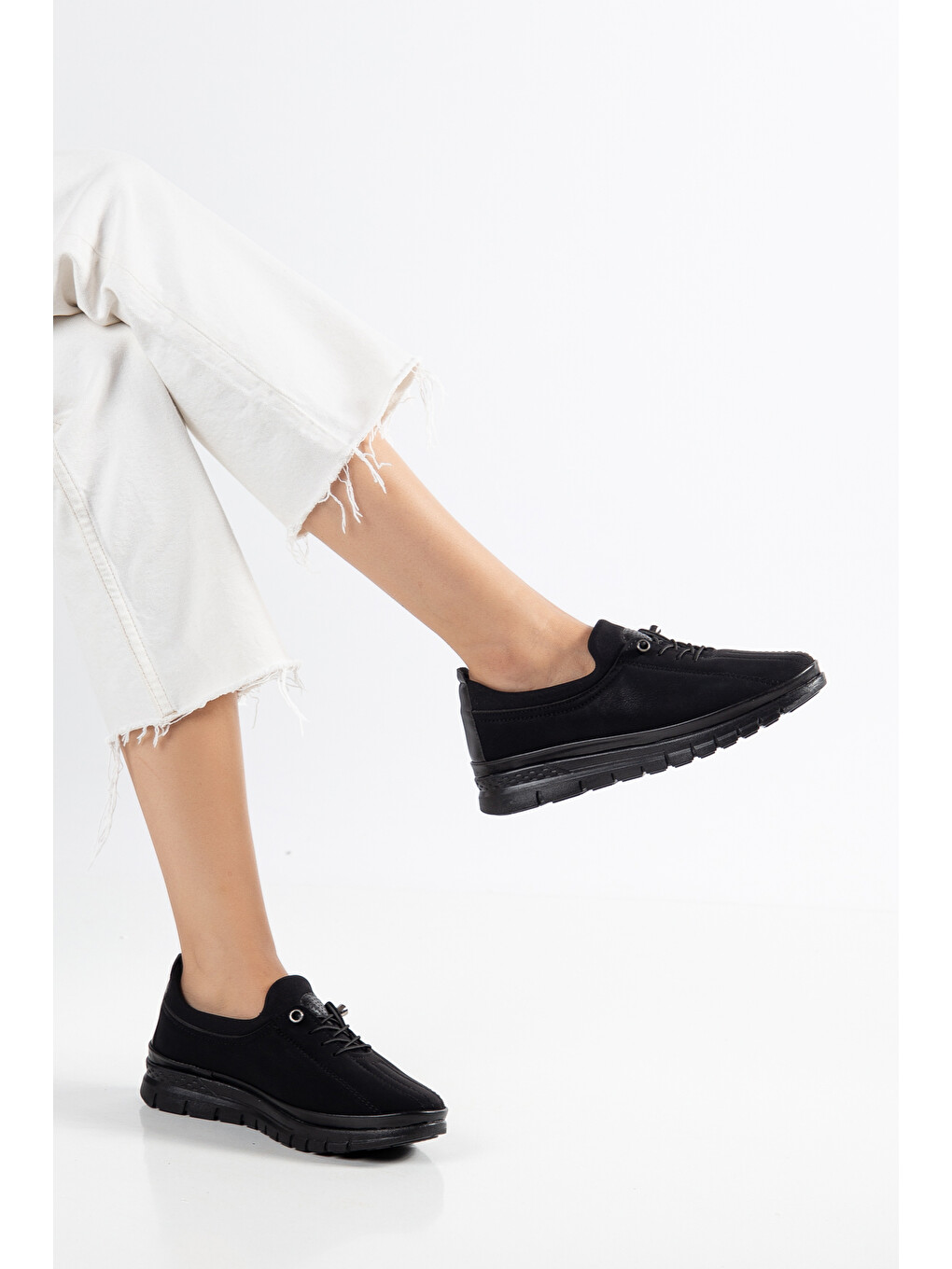 Siyah D01124 Günlük Ortopedik Klasik Kadın Loafer Ayakkabı-1