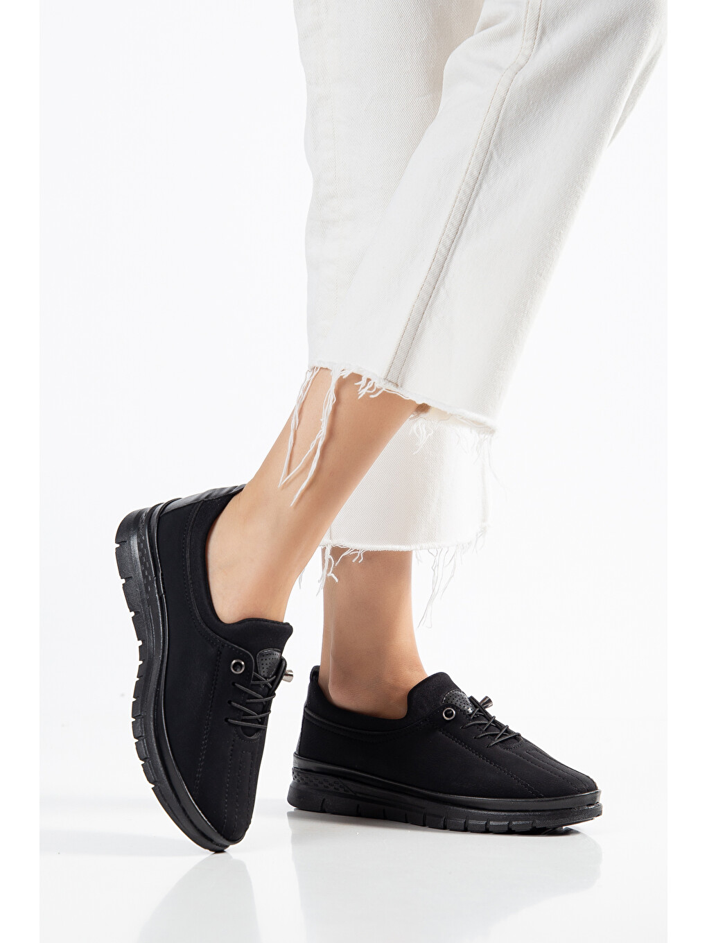 Siyah D01124 Günlük Ortopedik Klasik Kadın Loafer Ayakkabı-2
