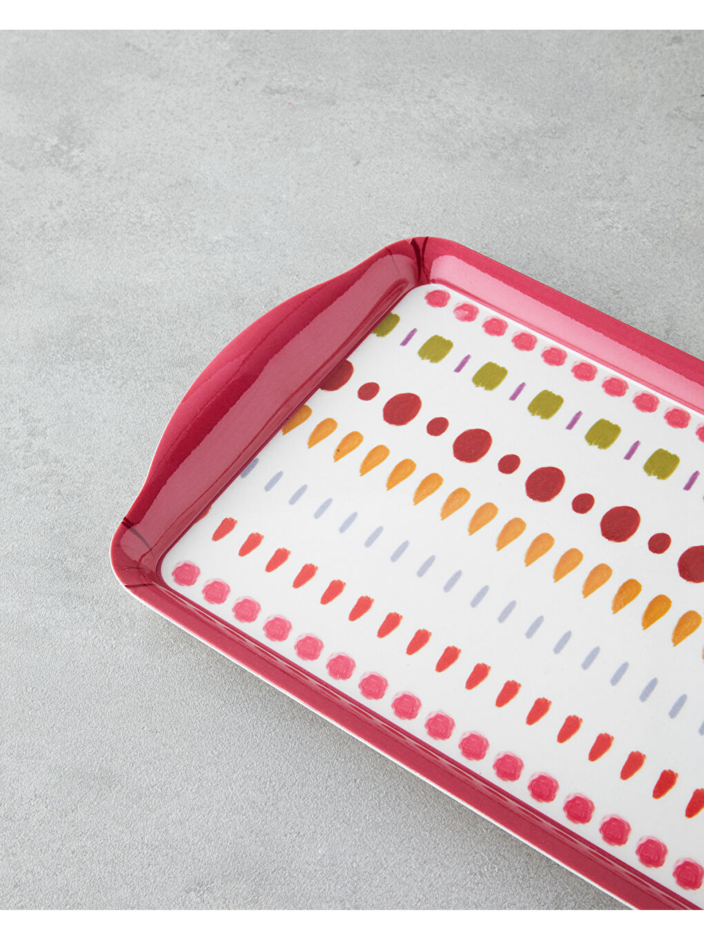 Beyaz Confetti Melamin Tepsi 37x18 cm Renkli-2