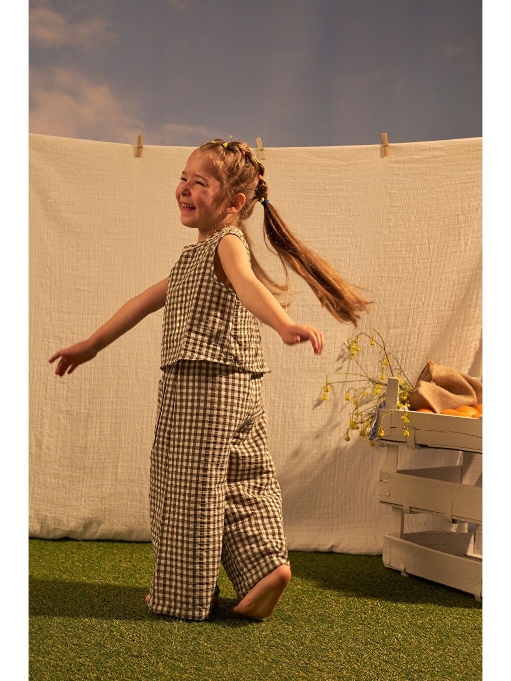Haki Daisy Picnic Serisi Fisto Detayli İkili takım-1