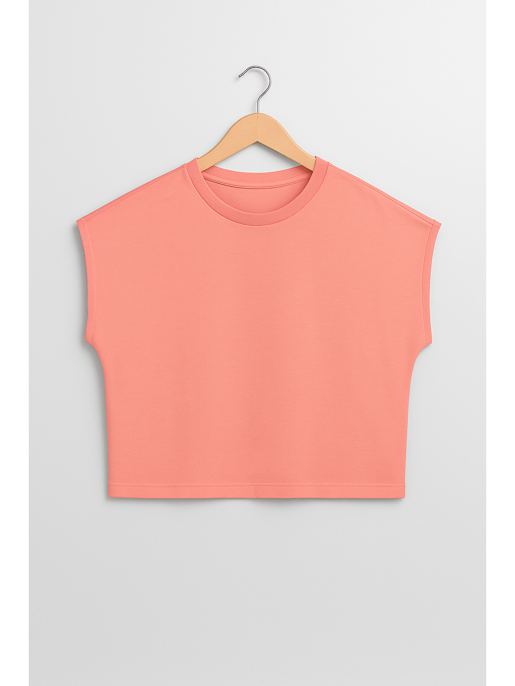 Pembe Genç Kız Pamuklu Oversize Kısa Kollu Crop Tshirt