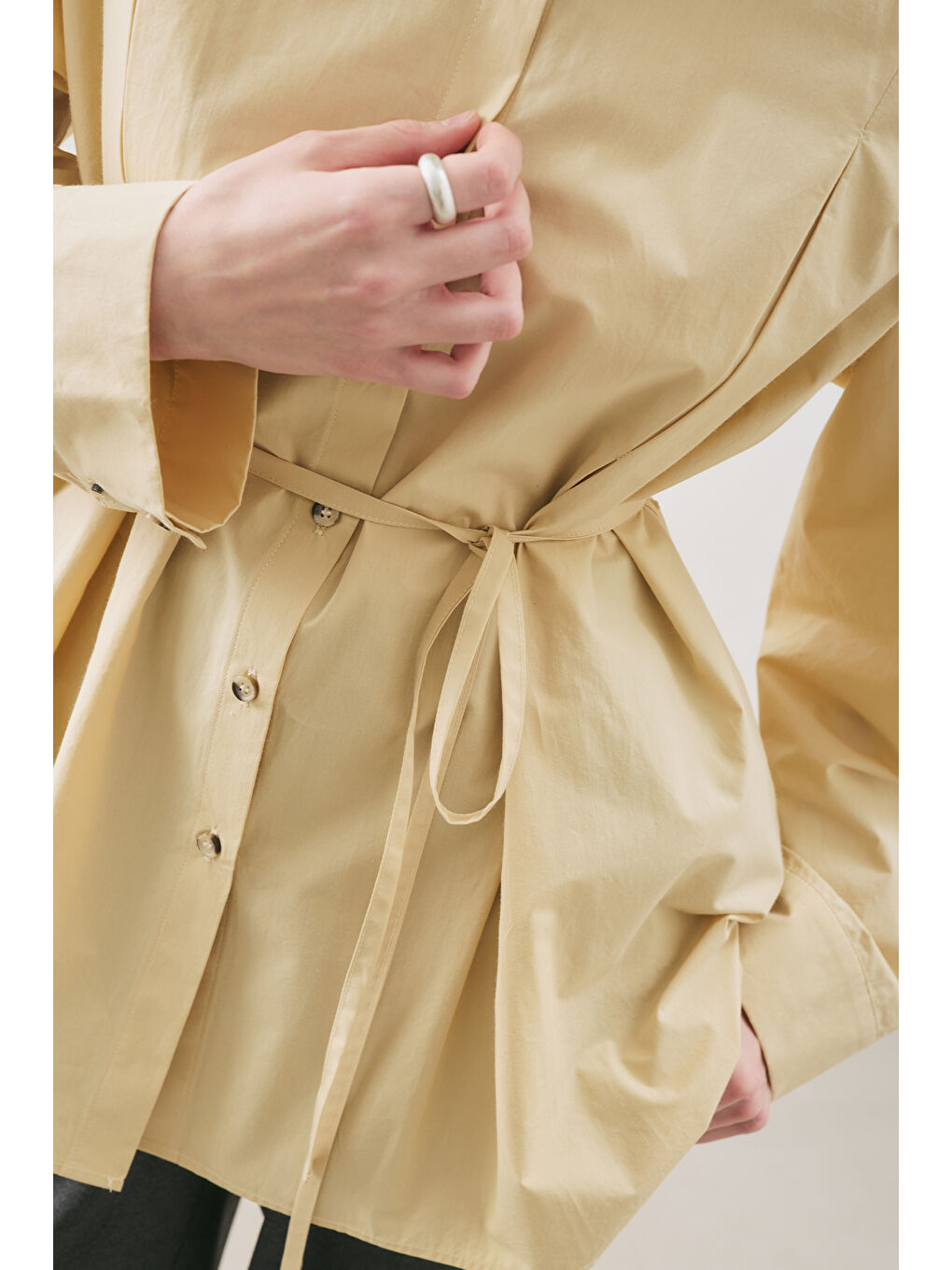 Parçalı Tasarım Gömlek Soft Sarı-5