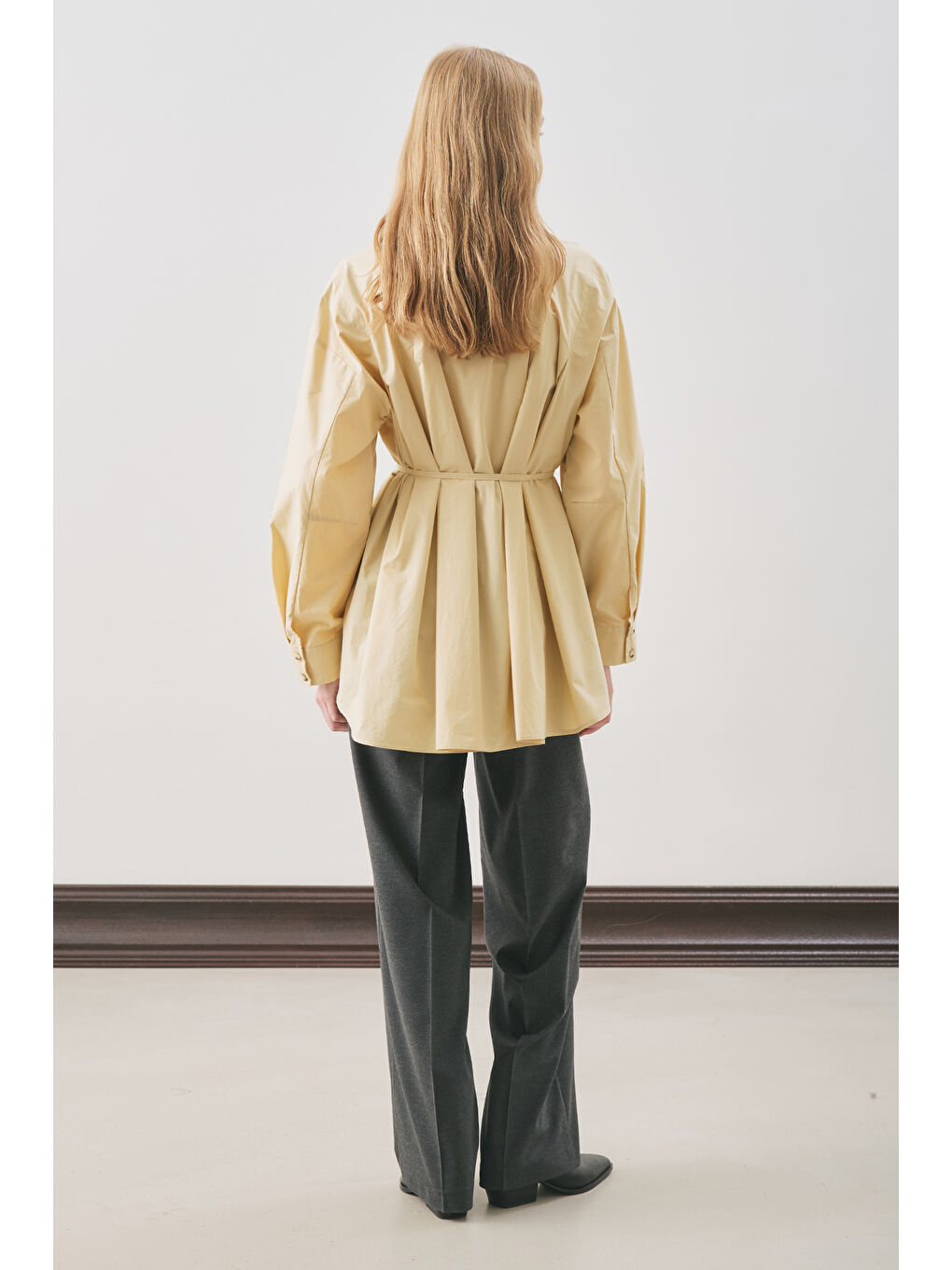 Parçalı Tasarım Gömlek Soft Sarı-6