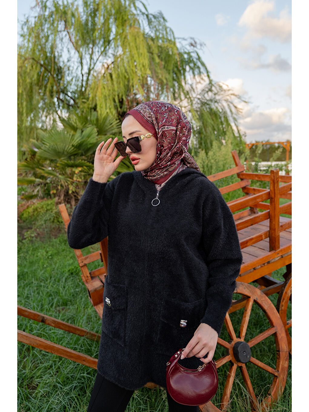 Kadın Fermuarlı Triko Ceket Siyah