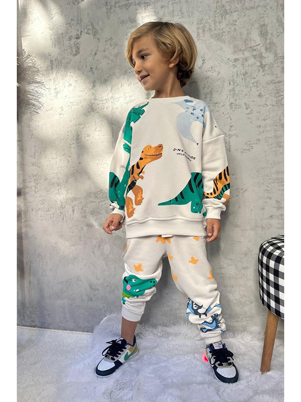 Pembe Erkek Çocuk Baskılı Alt Üst Takım-1