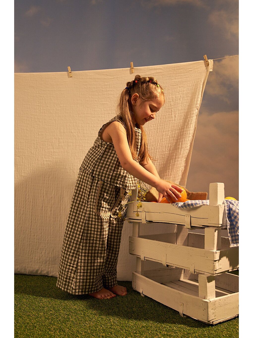 Haki Daisy Picnic Serisi Fisto Detayli İkili takım-5