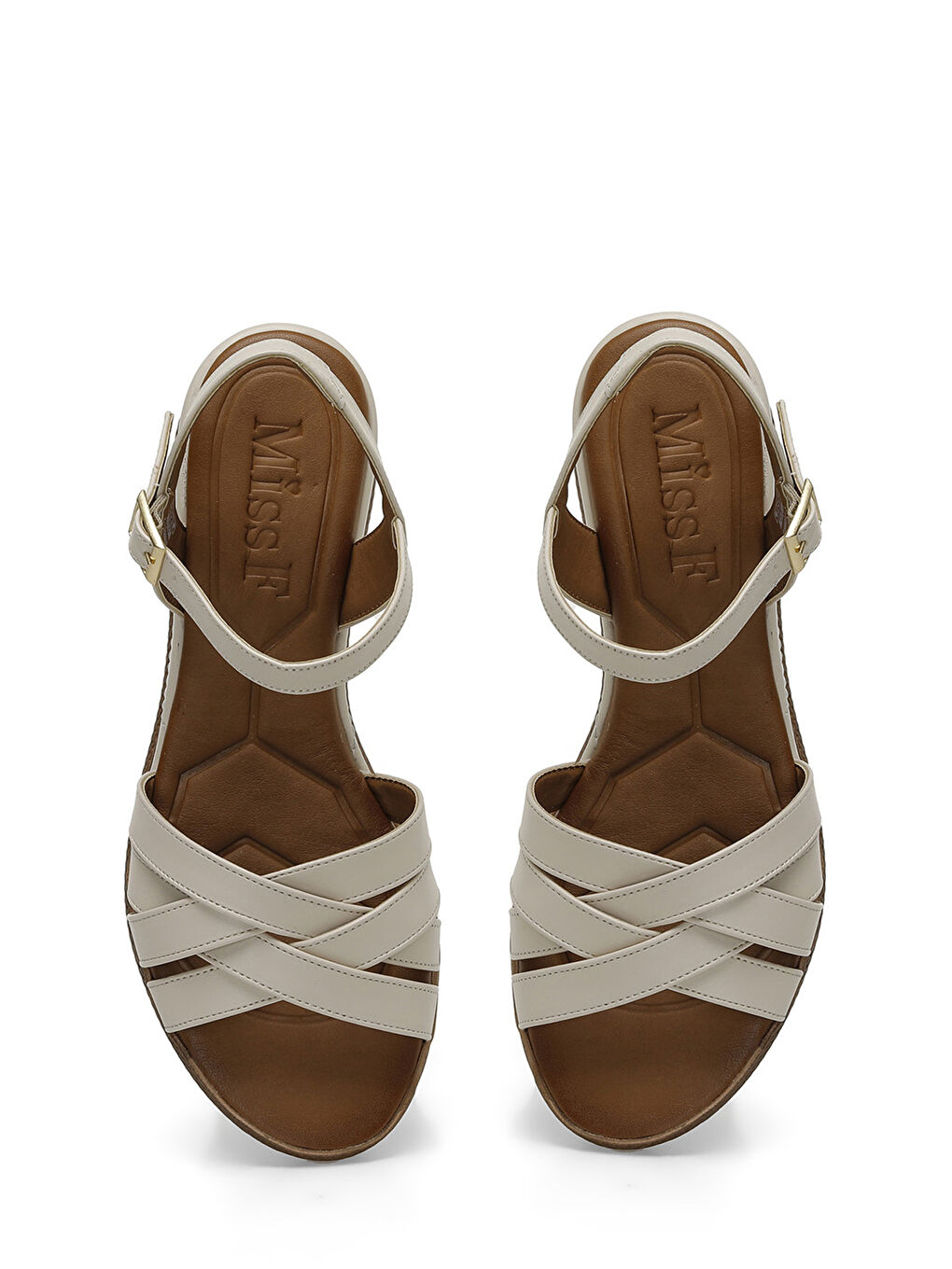 DS24024 4FX Bej Kadın Dolgu Topuk Sandalet-3