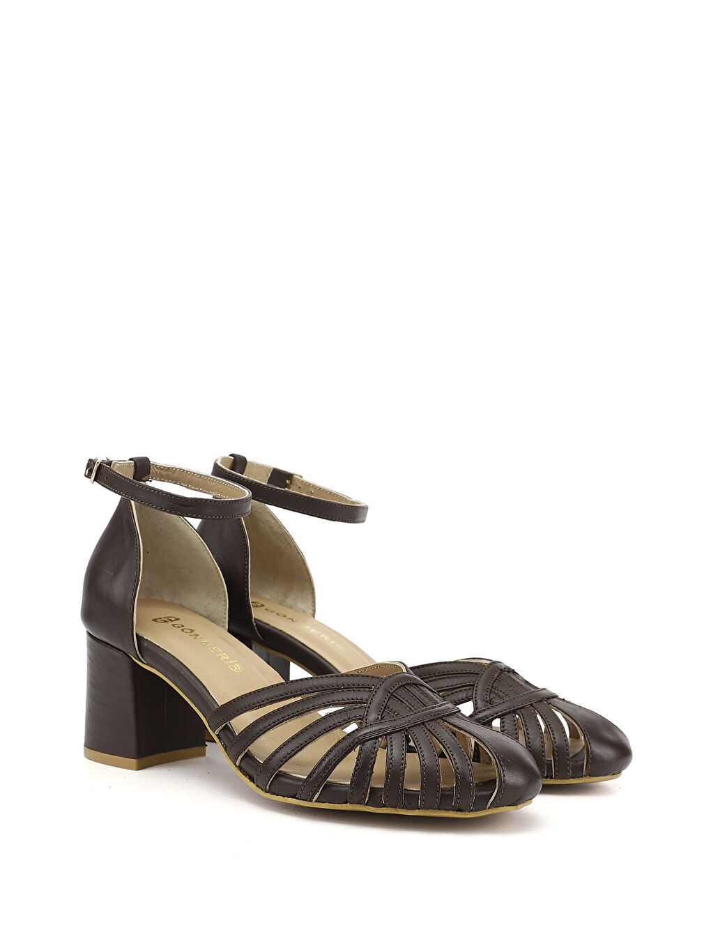 Kahverengi Kadın KAHVERENGİ Kalın Topuklu Hakiki Deri Ayakkabı-3