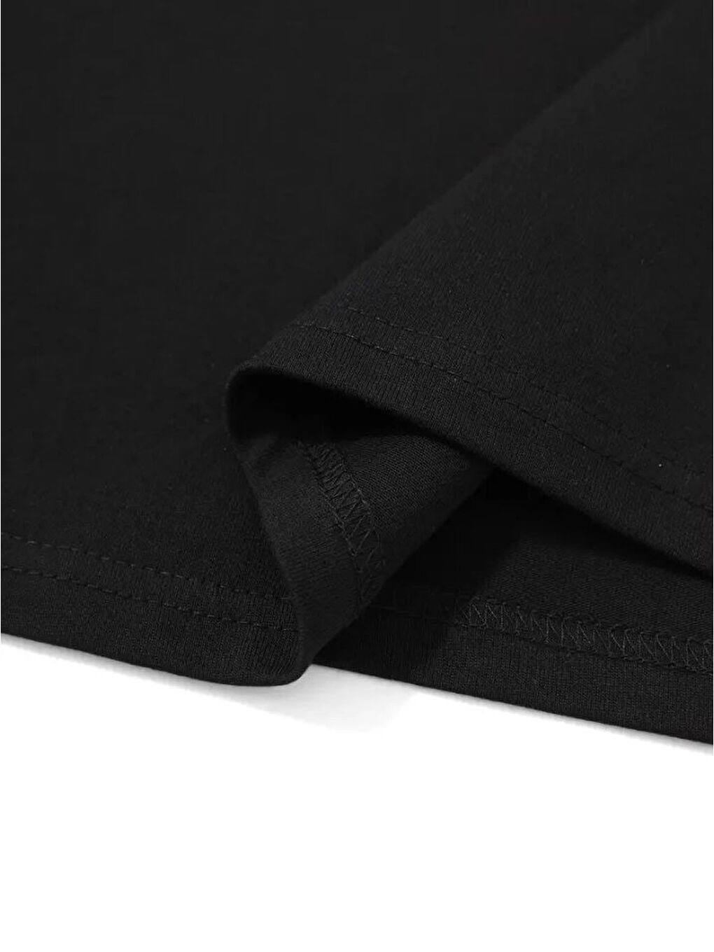 Baskılı Oversize Bisiklet Yaka T-shirt - Siyah-3