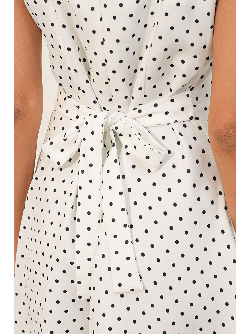 Kadın Askılı Puantiyeli Elbise 2611 - Beyaz-4
