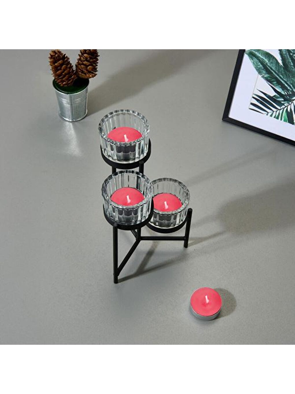 25'li Tealight Mum - Kırmızı - 3,8 cm-5