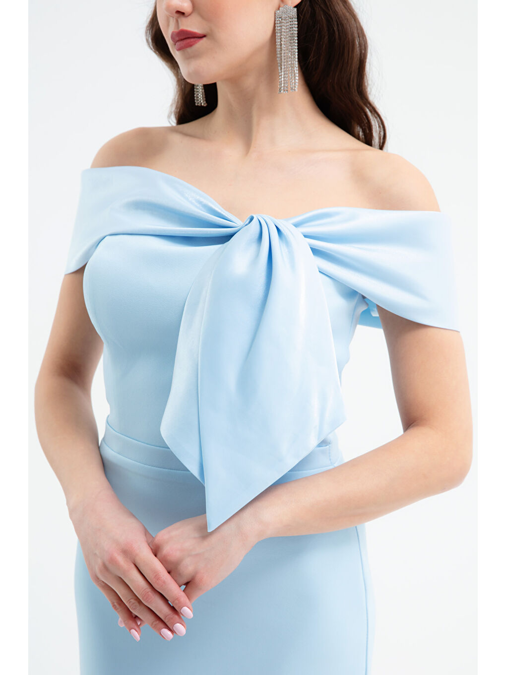 Kadın Bebe Mavi Yaka Detaylı Söz Nişan Nikah Abiye Elbise-2