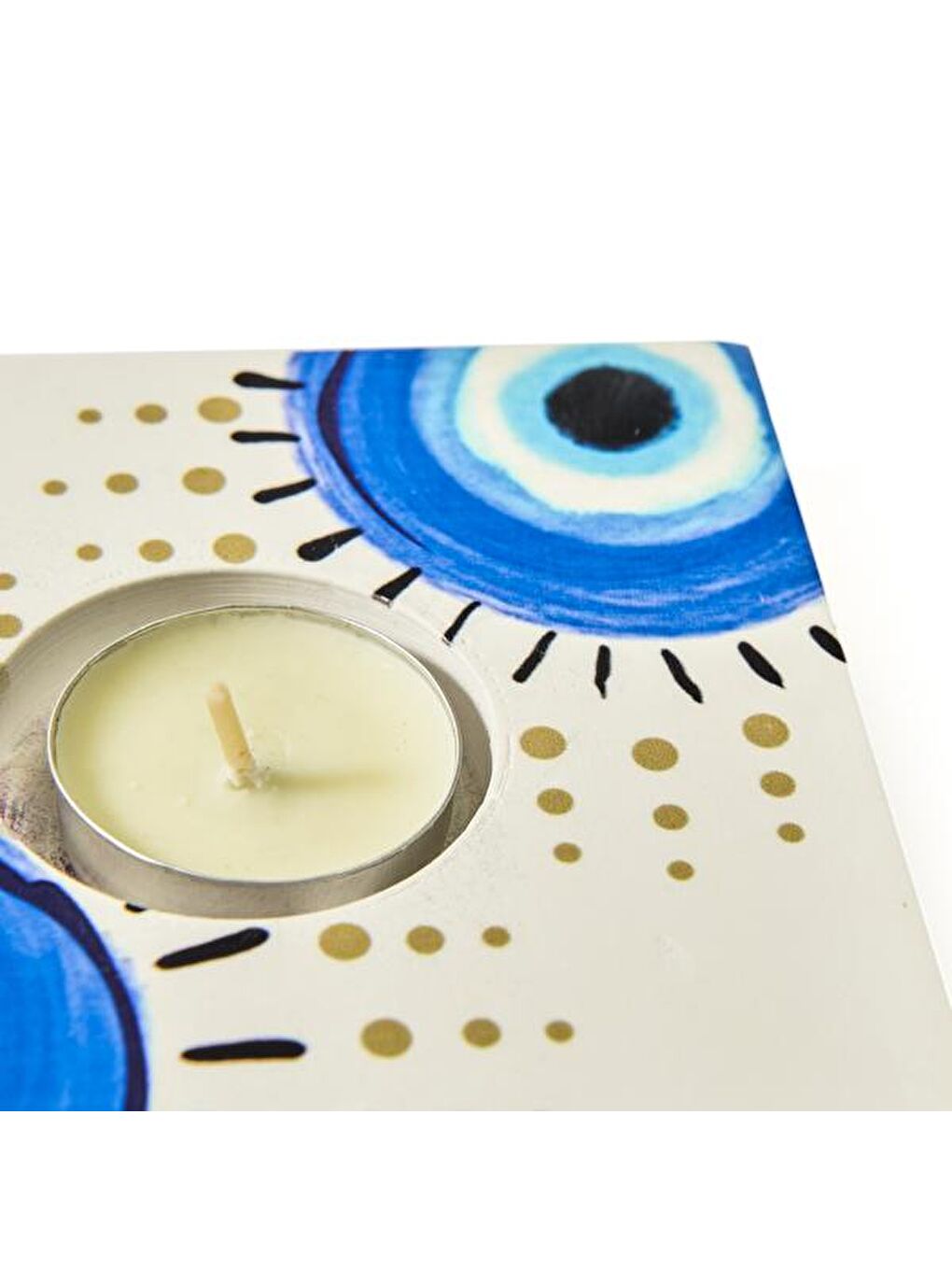 Karışık Deco Totemic Tealight Mum Ve Mumluk - Renkli - 10x10 cm-1