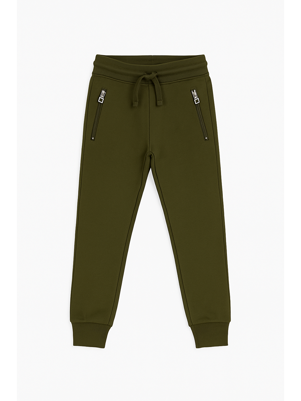 Yeşil Erkek Çocuk Pamuklu  Fermuarlı Cepli Eşofman Altı-1