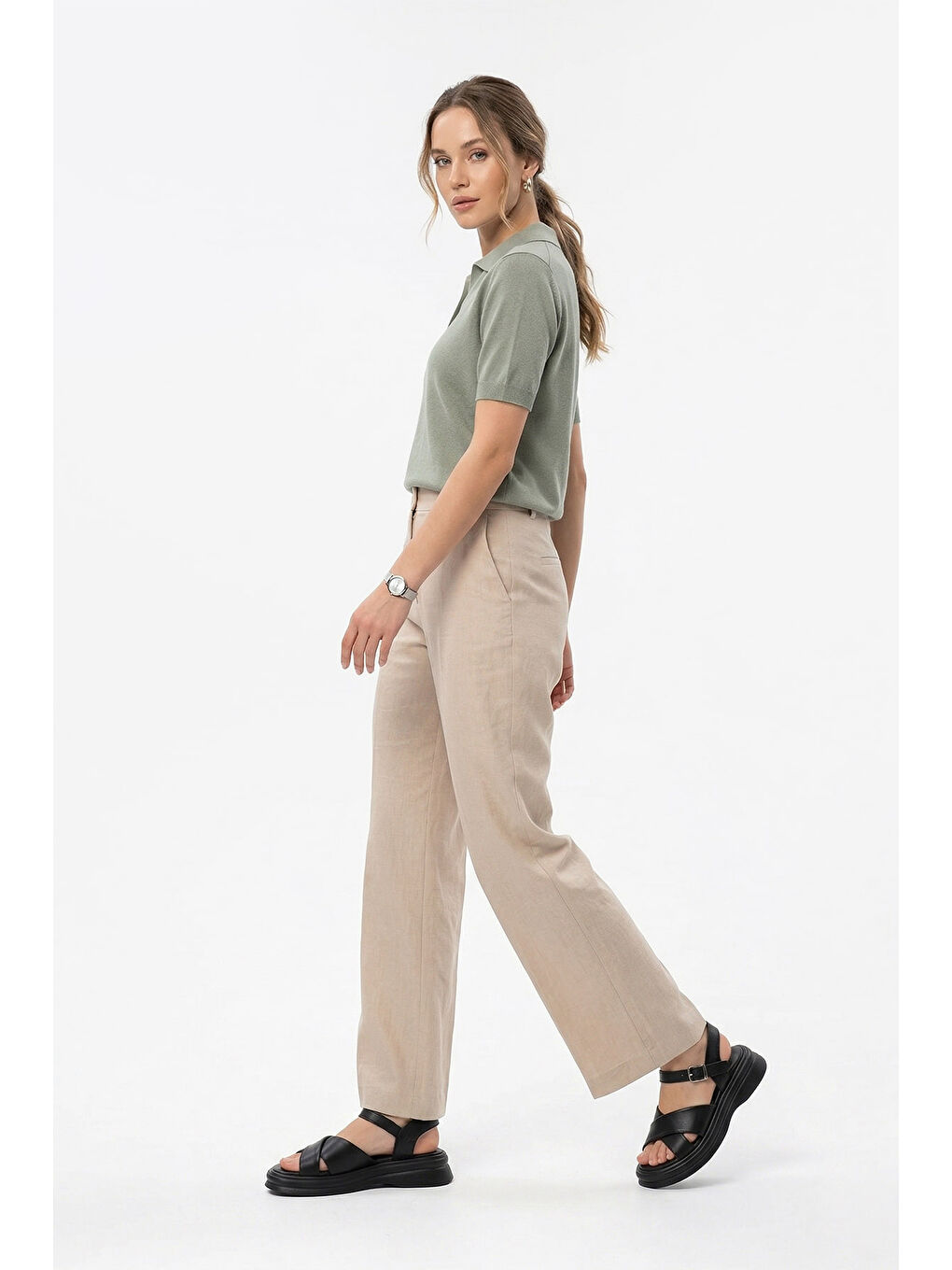 Siyah Kadın SİYAH Tokalı Bantlı Hakiki Deri Sandalet-2