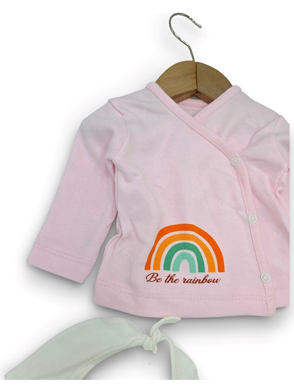 Pembe Kız Bebek 5'li Desenli Hastane Çıkışı Zıbın Seti-1