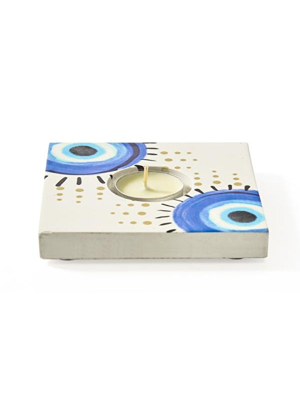 Karışık Deco Totemic Tealight Mum Ve Mumluk - Renkli - 10x10 cm-3