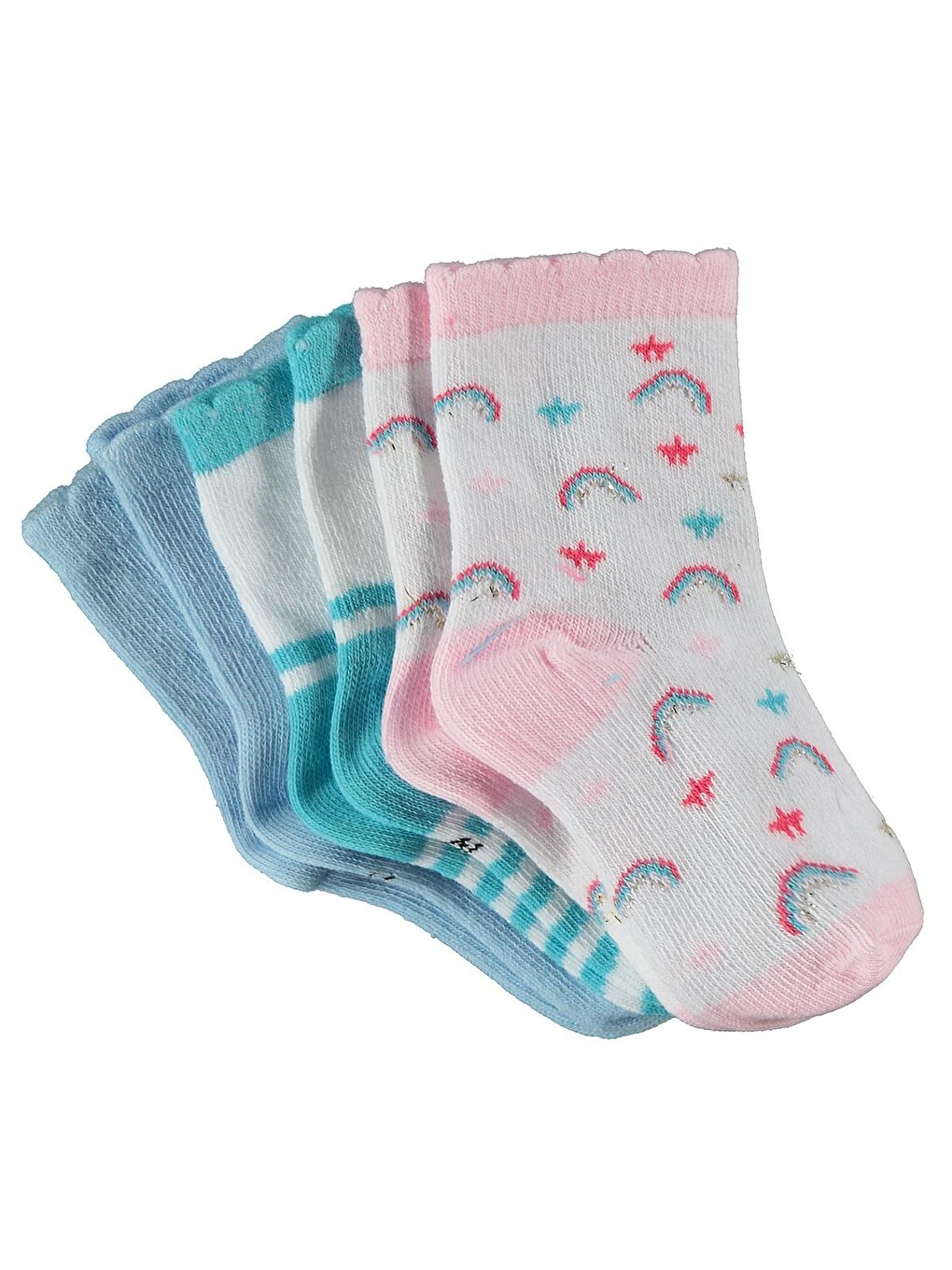 Beyaz Baby 3'lü 6- Bebek Kız Çorap Set - Standart-4