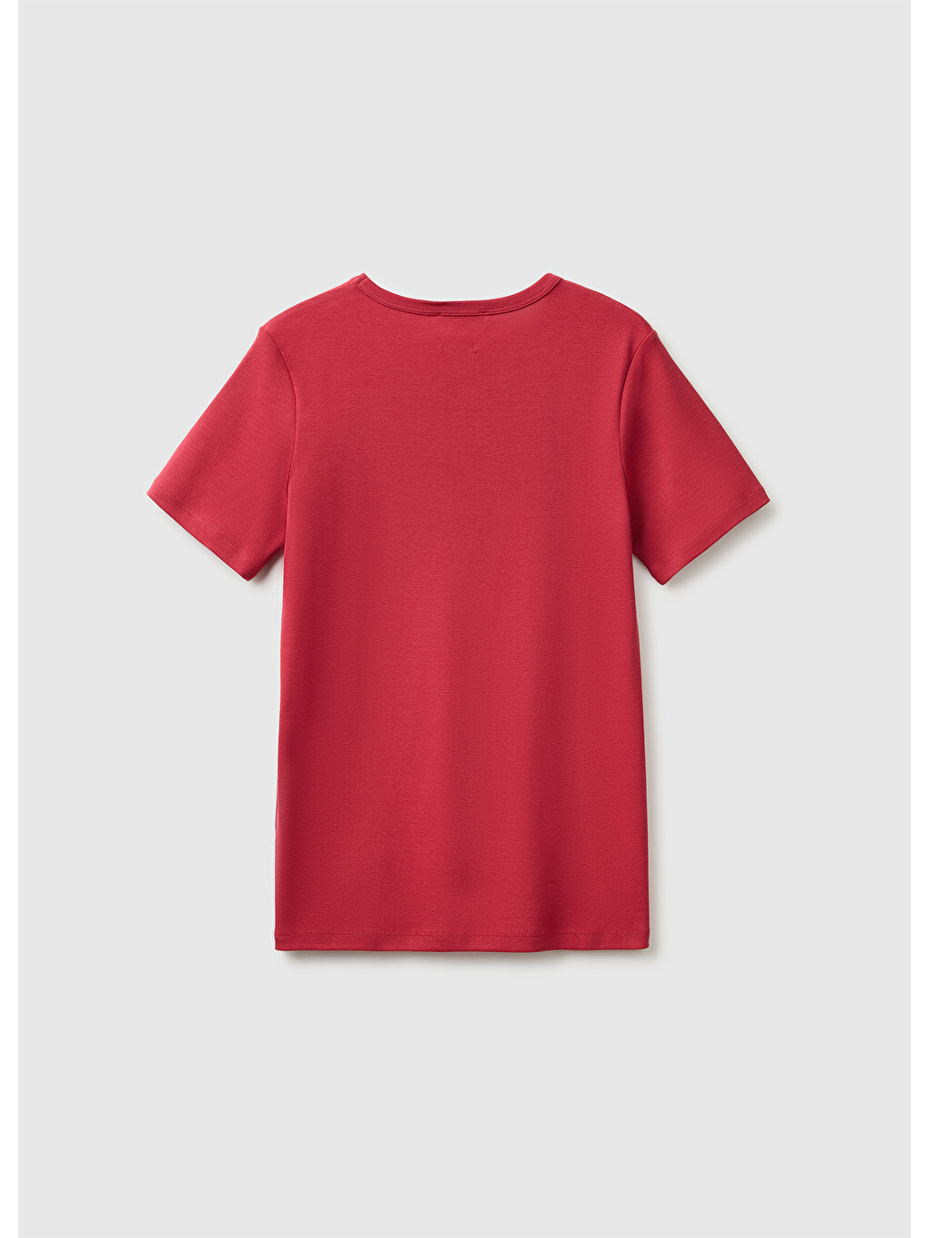 Kadın Bordo %100 Pamuk Logo Baskılı Bisiklet Yaka T-shirt-1