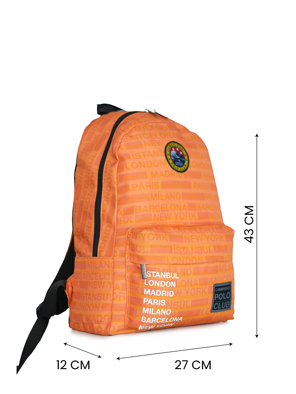 Turuncu Cities Ön Bölmeli Unisex Sırt Çantası-4