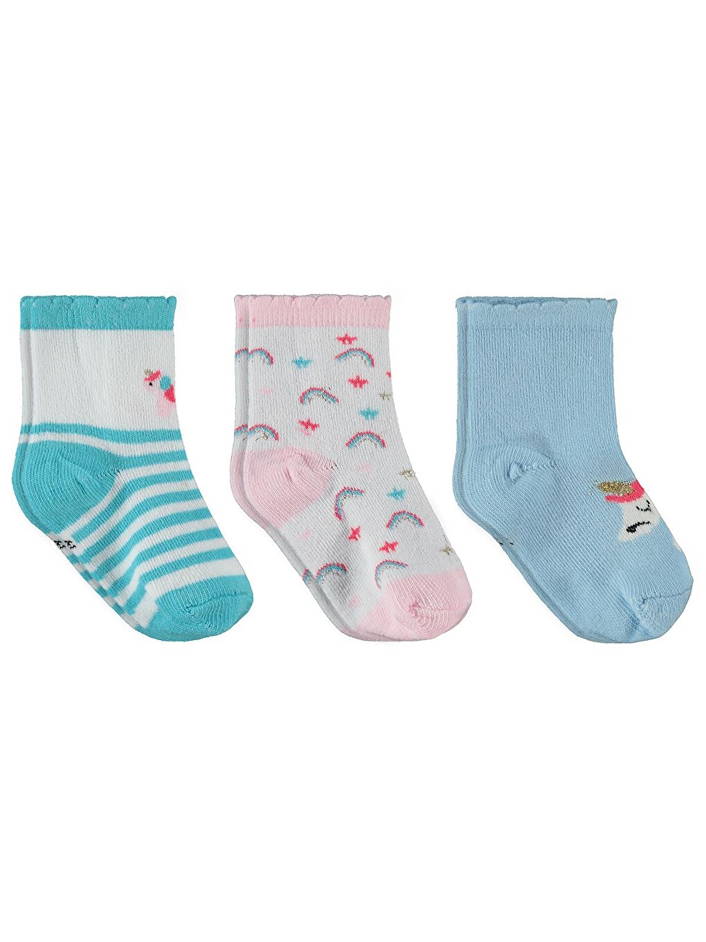 Beyaz Baby 3'lü 6- Bebek Kız Çorap Set - Standart-5