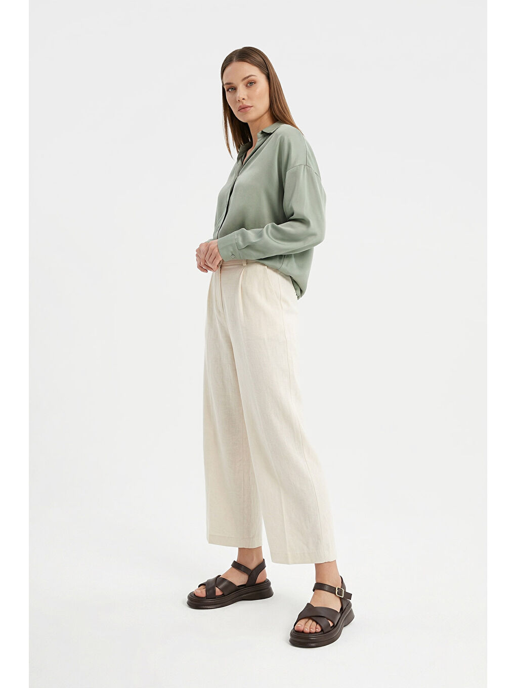 Kahverengi Kadın TÜTÜN KAHVE Tokalı Bantlı Hakiki Deri Sandalet-2