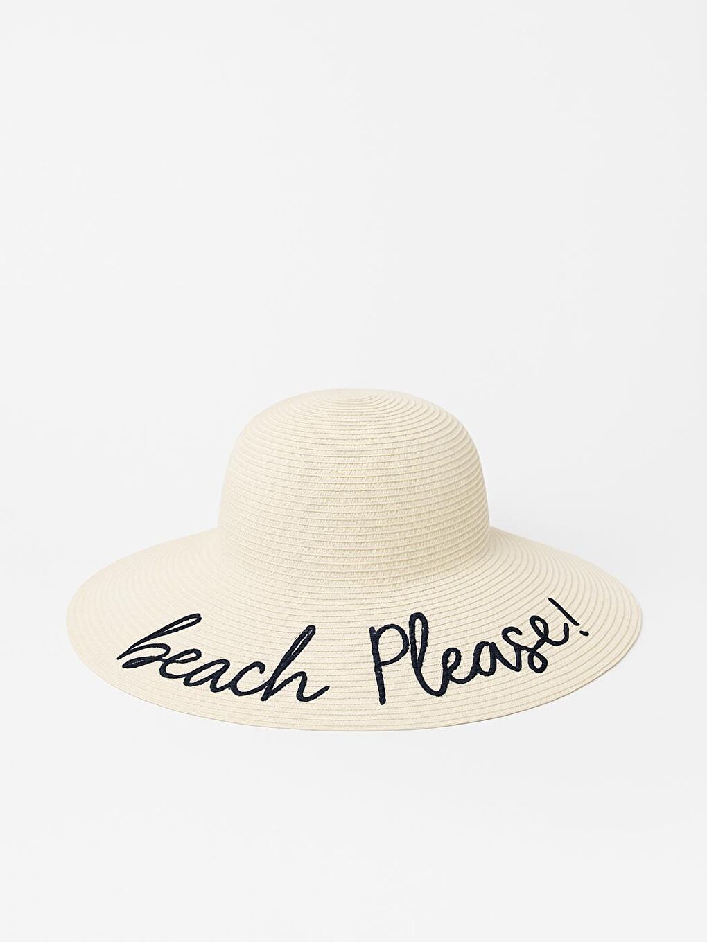Ekru Beach Please Nakışlı Krem Hasır Şapka Kutulu GönderimHsr2029