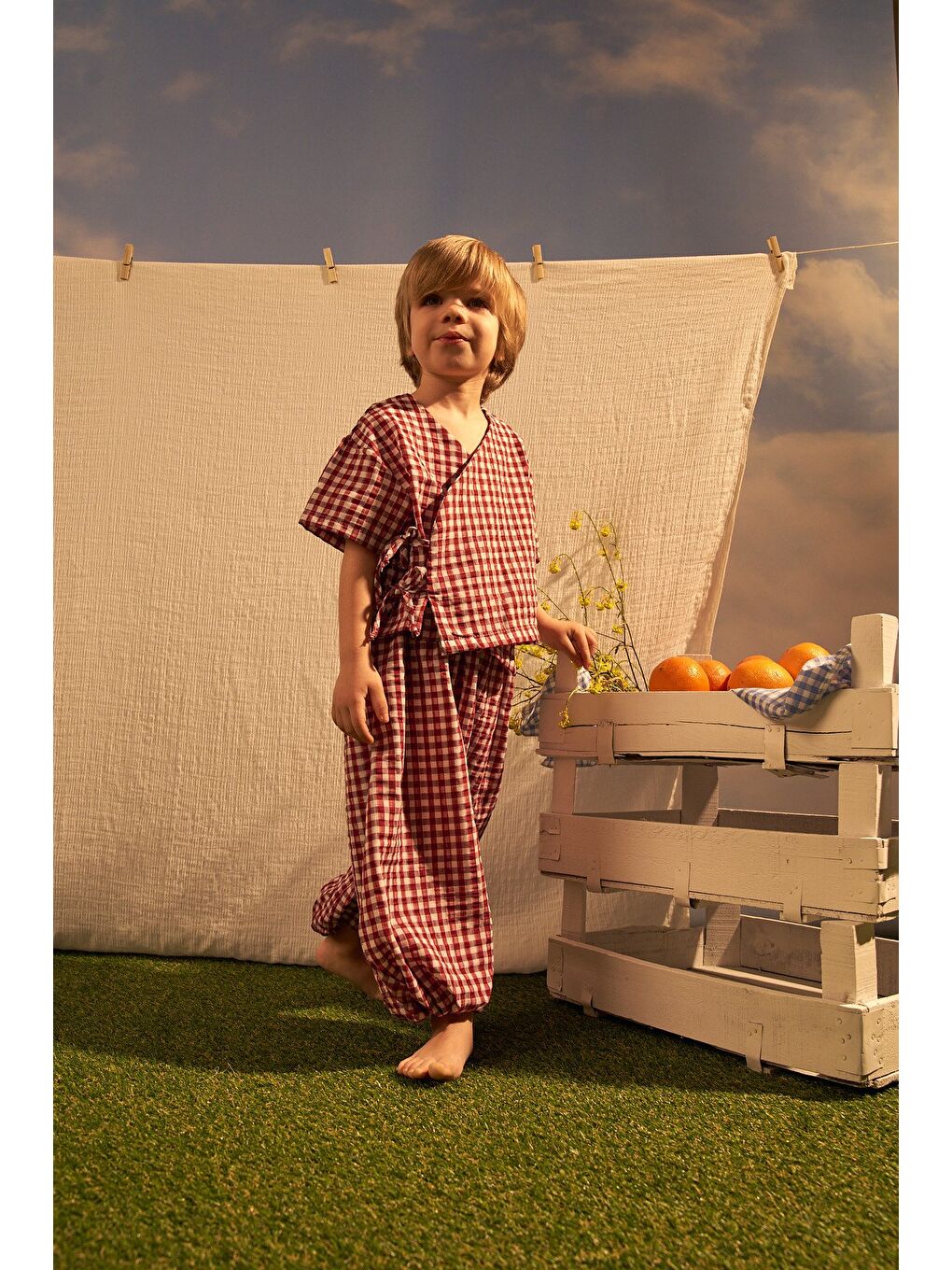 Bordo Daisy Picnic Serisi Kruvaze Takım-6