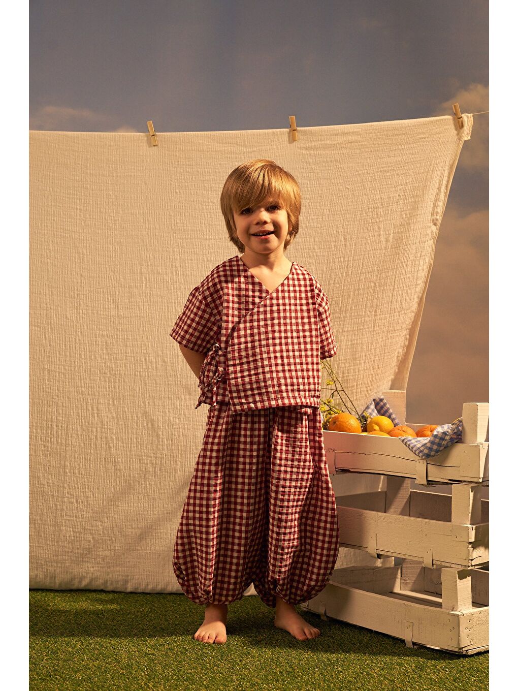 Bordo Daisy Picnic Serisi Kruvaze Takım-7