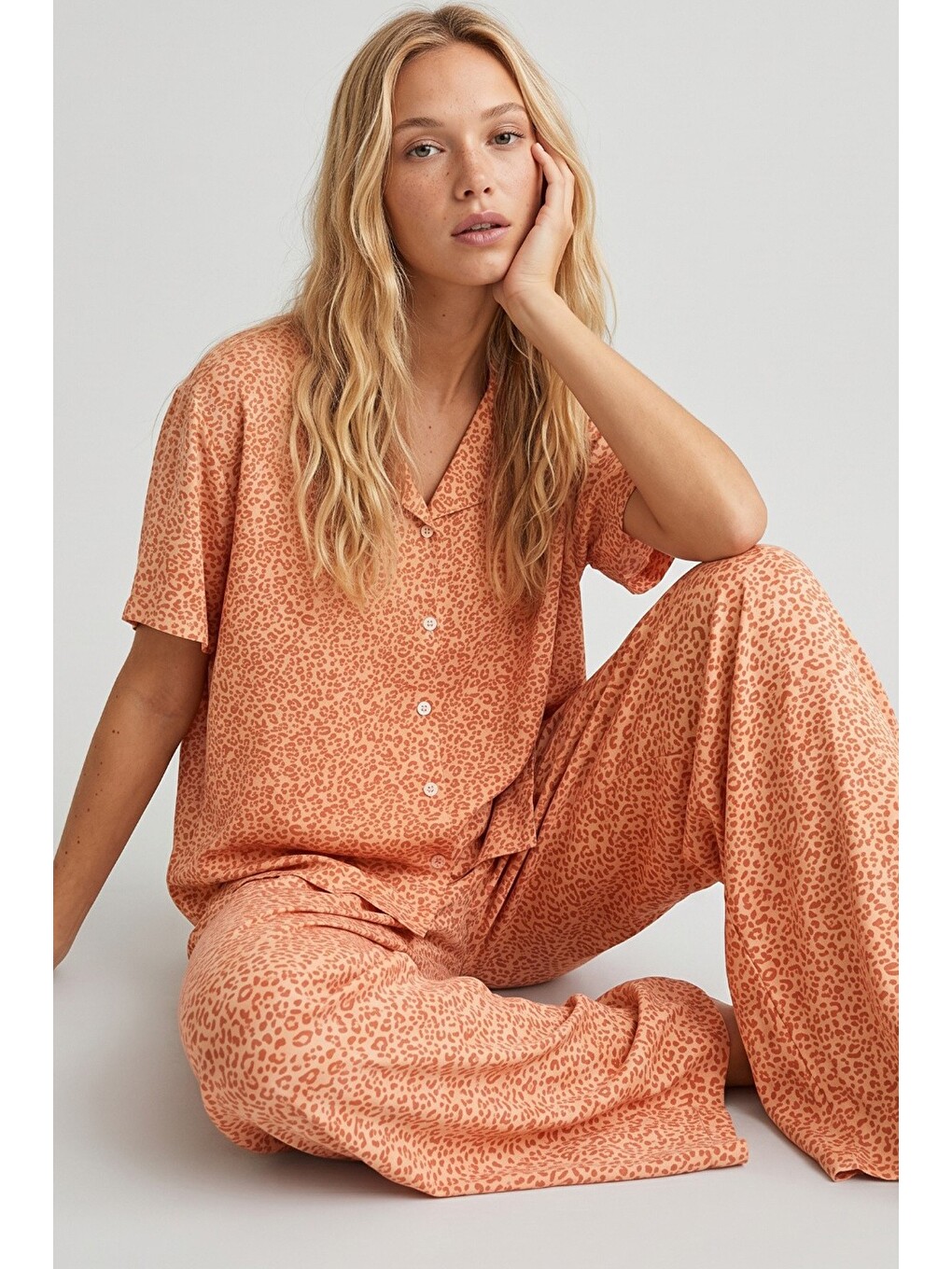 Karışık Düğmeli Örme Pijama Takım 8015