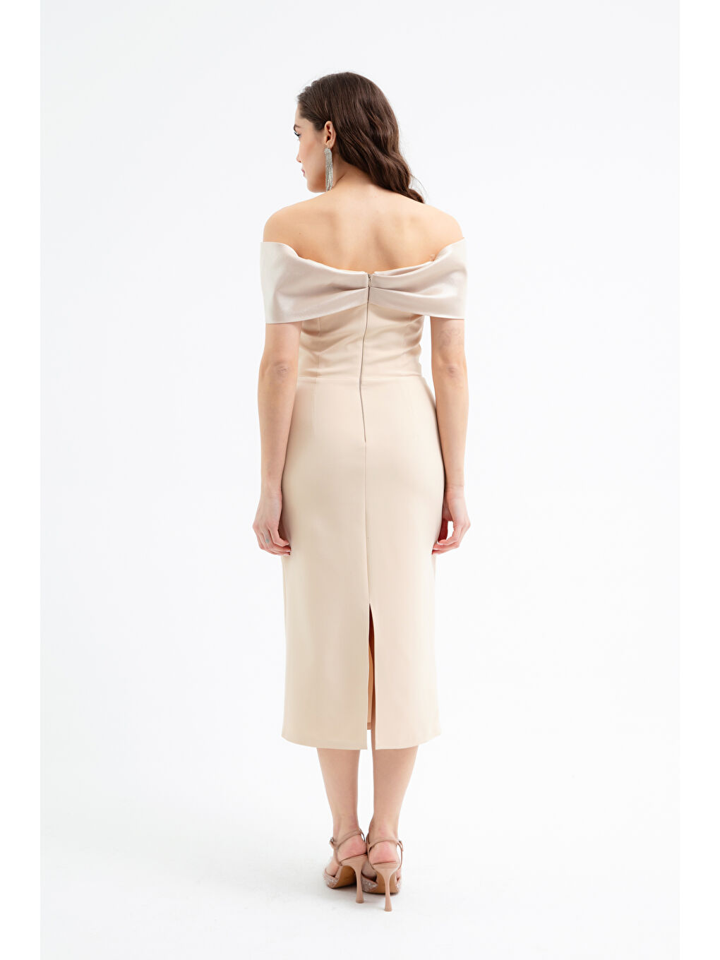 Kadın Bej Yaka Detaylı Söz Nişan Nikah Abiye Elbise-1
