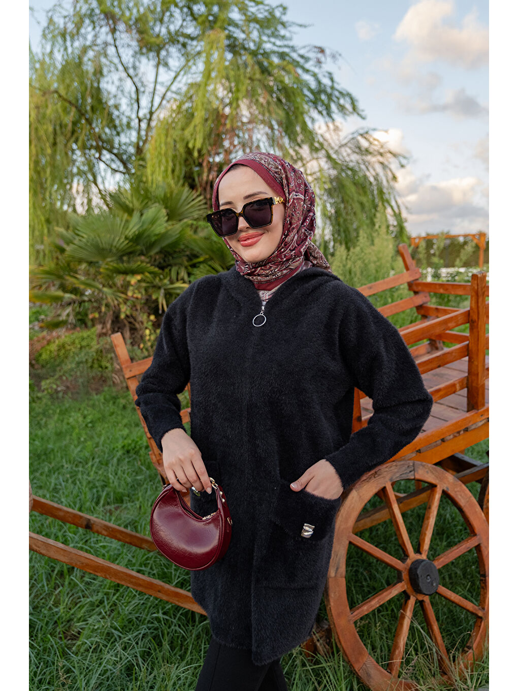 Kadın Fermuarlı Triko Ceket Siyah-3